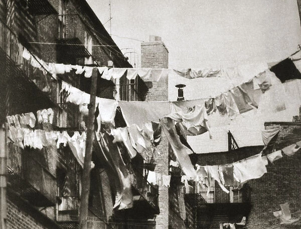 Wash day at some New York tenement buildings, USA, early 1930s