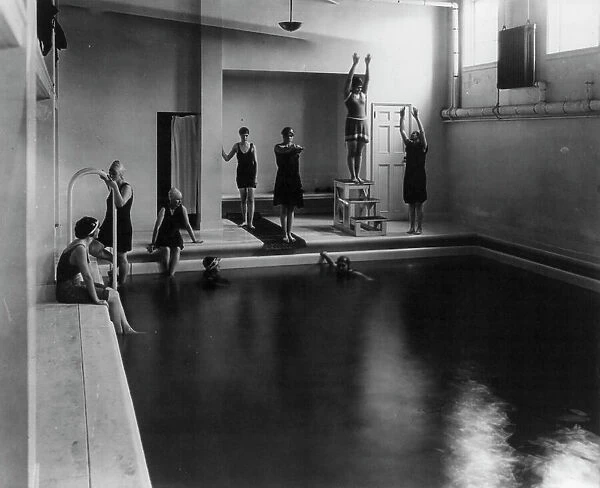 Washington, D.C. Mount Vernon Seminary - girls in swimming pool, between 1890 and 1950. Creator: Frances Benjamin Johnston