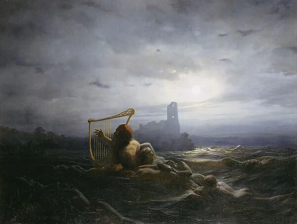 The Water-Sprite and Ägir's Daughters, 1850. Creator: Nils Jakob Blommer