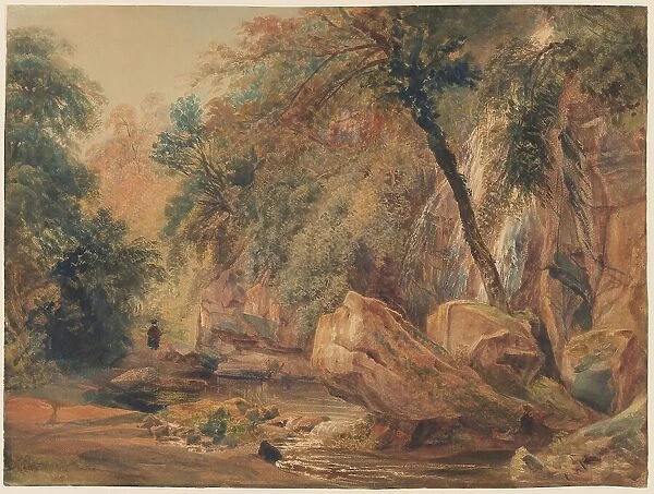 Waterfall in the Dingle at Badger Hall, probably 1841. Creator: Peter de Wint