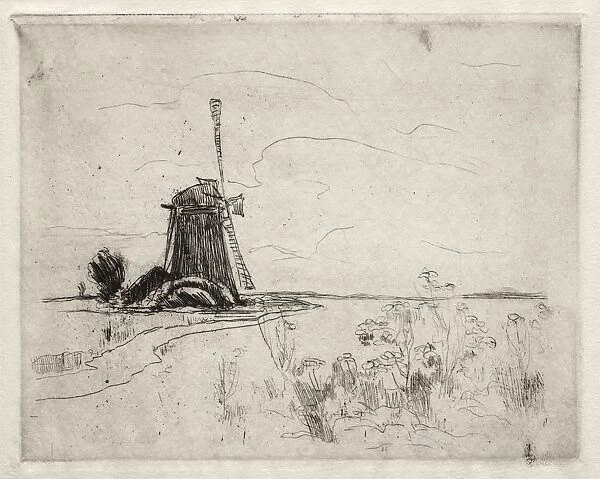 Mill and Weeds, Holland. Creator: John Henry Twachtman (American, 1853-1902)