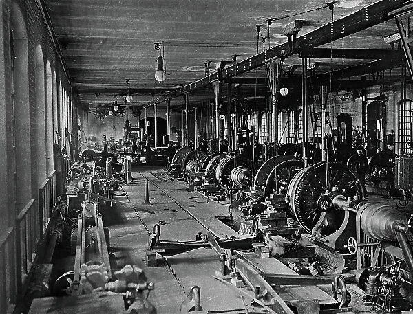 West-Siberian Railroad. Main Workshop of the Omsk Station. The Turning Shop, 1892-96. Creator: Unknown