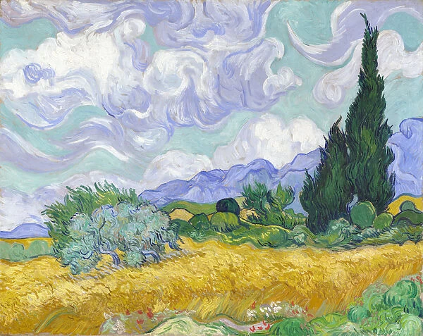 A Wheatfield, with Cypresses, 1889. Artist: Gogh, Vincent, van (1853-1890)