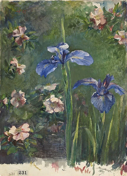Wild Roses and Irises, 1887. Creator: John La Farge