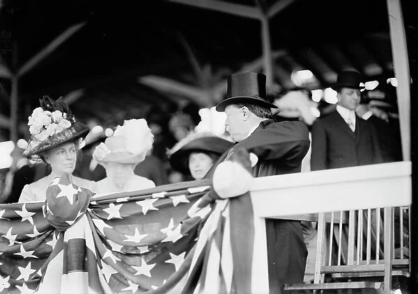 William Howard Taft And His Wife Helen 'Nellie' Taft At Horse Show, 1911. Creator: Harris & Ewing. William Howard Taft And His Wife Helen 'Nellie' Taft At Horse Show, 1911. Creator: Harris & Ewing