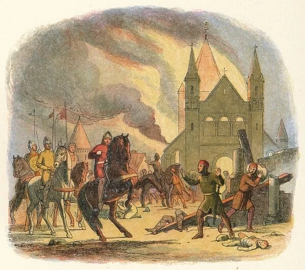 William receives a fatal hurt at Mantes, 1087 (1864). Artist: James William Edmund Doyle