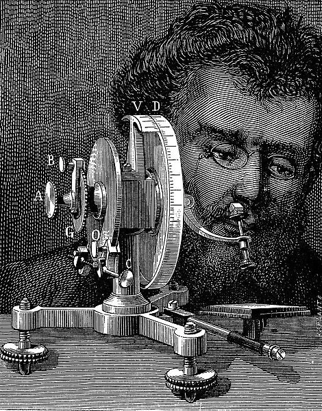 William Wollastons reflecting goniometer for measuring the angles of crystals, 1874
