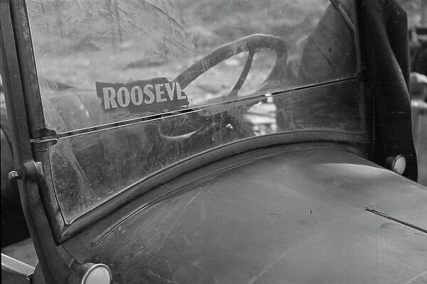 The windshield of a migratory agricultural laborer's car, Sacramento, California, 1936. Creator: Dorothea Lange