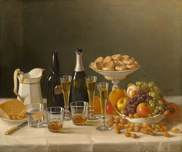 Wine, Cheese, and Fruit, 1857. Creator: John F. Francis