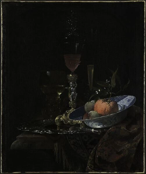 Wineglass and a Bowl of Fruit, 1663. Creator: Willem Kalf (Dutch, 1619-1693)