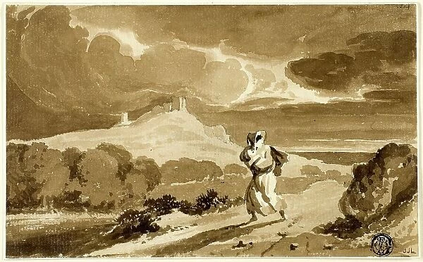 Woman with Baby Fleeing Across Moors, n.d. Creator: John Constable