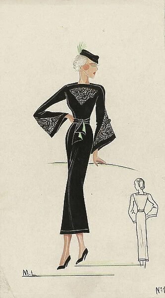 Woman in Black Dress, 1936, No. 11, c.1936. Creator: Monogrammist M.L