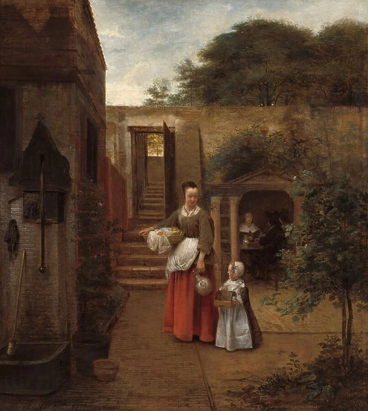 Woman and Child in a Courtyard, 1658  /  1660. Creator: Pieter de Hooch