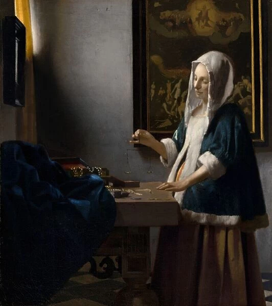 Woman Holding a Balance, c. 1664. Creator: Jan Vermeer