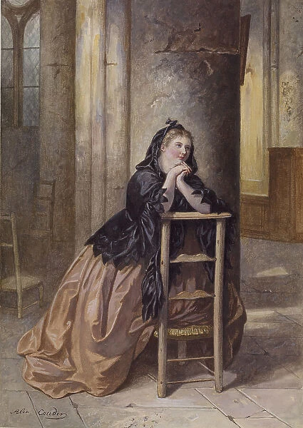 Woman Kneeling in Prayer, 1864. Creator: Alexandre Couder