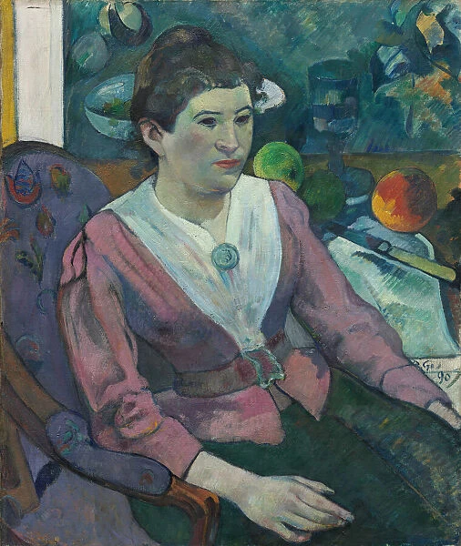 Woman in front of a Still Life by Cezanne, 1890. Creator: Paul Gauguin