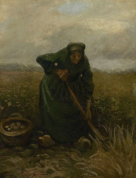 Woman Lifting Potatoes, 1885. Creator: Gogh, Vincent, van (1853-1890)
