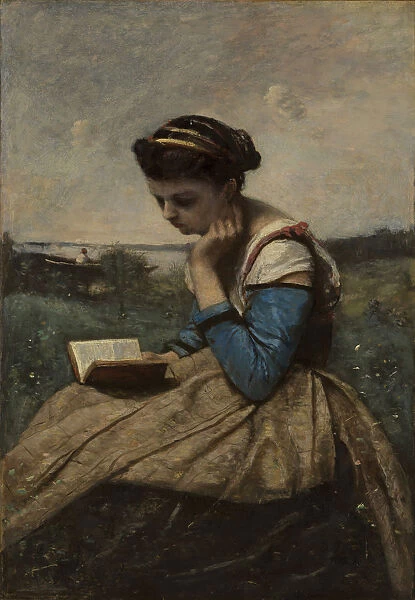 A Woman Reading, 1869 and 1870. Creator: Jean-Baptiste-Camille Corot