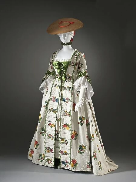 Woman's Robe à la Française or afternoon dress and petticoat, France, c.1760. Creator: Unknown