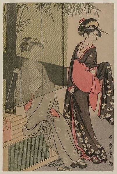 Two Women by a Bamboo Blind, c. 1797 or 1798. Creator: Kitagawa Utamaro (Japanese, 1753?-1806)