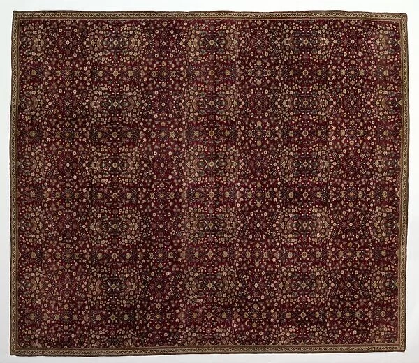 Woolen carpet with millefleurs decoration, early 1600s. Creator: Unknown