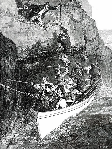 The Wreck of the Strathmore: taking the Survivors from the Island...1876. Creators: W. J. P. W. H. O