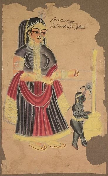 Yasoda and Krishna, 1800s. Creator: Unknown