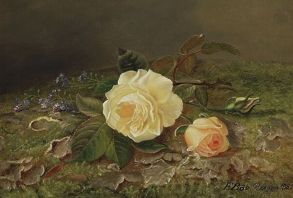 Yellow Roses, 1885. Creator: Frants Diderik Boe