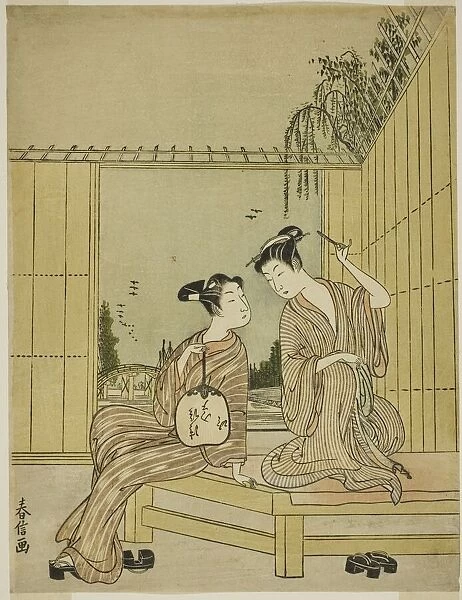 Young Couple Enjoying the Cool of Evening, c. 1771  /  72. Creator: Shiba Kokan