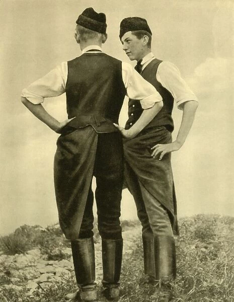 Young men in traditional costume, Burgenland, Austria, c1935. Creator: Unknown