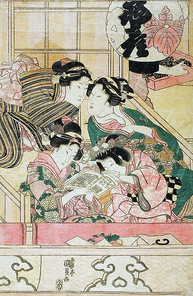 Young Women in a Theater Balcony, c1820s. Creator: Utagawa Kunisada