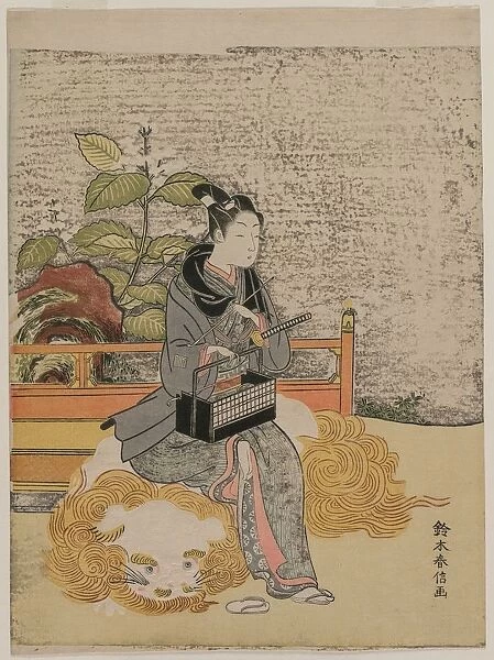 Youth Representing Monju, God of Wisdom on a Lion, c. 1767. Creator: Suzuki Harunobu (Japanese