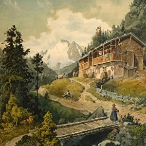 Alpine landscape with a bridge. Artist: Gatt, Ferdinand (1847-1909)