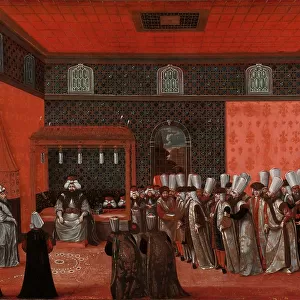 An Ambassador's Audience with Sultan Ahmed III (Ambassador Cornelis Calkoen), 1737-1744. Creator: Anon