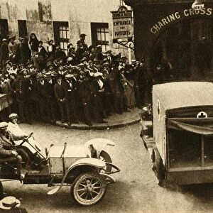 An ambulance driving into Charing Cross Hospital with casualties... London, 1914, (1933)