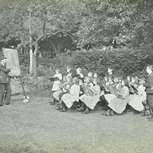 Arithmetic lesson in the garden, Birley House Open Air School, London, 1908