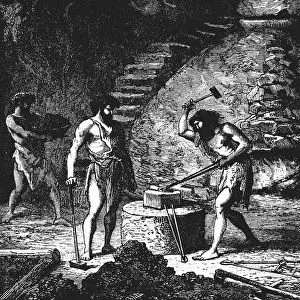 Artists reconstruction of a late Iron Age forge, 1890