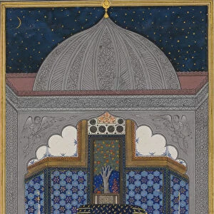 Bahram Gur and the Indian Princess in the Dark Palace on Saturday, Folio 23v... ca. 1430