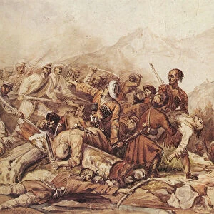The battle of the Valerik River on July 11, 1840, 1840. Artist: Lermontov, Mikhail Yuryevich (1814-1841)