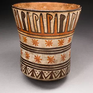 Beaker with Horizontal Bands of Geometric Motifs, 180 B. C. / A. D. 500. Creator: Unknown