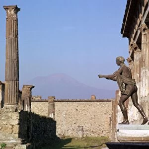 Bronze statue in front of the temple of Apollo, Pompeii, 1st century