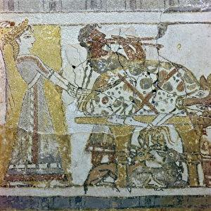 Detail of a bull sacrfice from a Cretan sarcophagus, 16th century BC