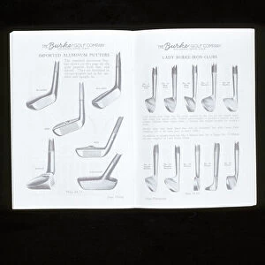 Burke Golf Co catalogue showing putters and ladies iron golf clubs, c1920s