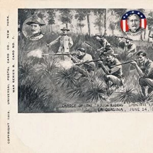 Charge of the Rough Riders upon the Spaniards in Ambush, La Quasina, June 24, 1898, c1900