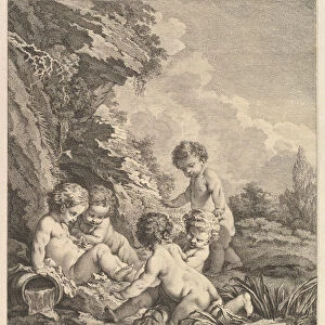 Child Swimming, ca. 1741. Creators: Dominique Sornique, Pierre Alexandre Aveline
