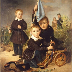 Childrens soldier games. Artist: Reiter, Johann Baptist (1813-1890)