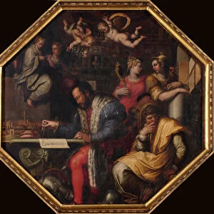 Cosimo studies the taking of Siena, 1563-1565. Artist: Vasari, Giorgio (1511-1574)