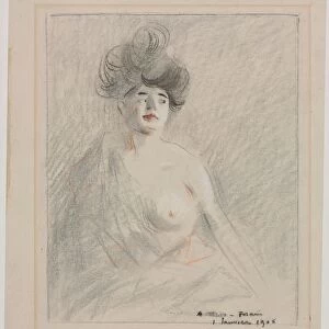 Courtesan (recto) Figure Sketches (verso), 1906. Creator: Jean Louis Forain (French, 1852-1931)