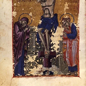 The Crucifixion (Manuscript illumination from the Matenadaran Gospel), 1401