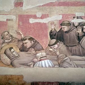 Depiction of the death of St Francis of Assisi, 14th century. Artist: Giotto